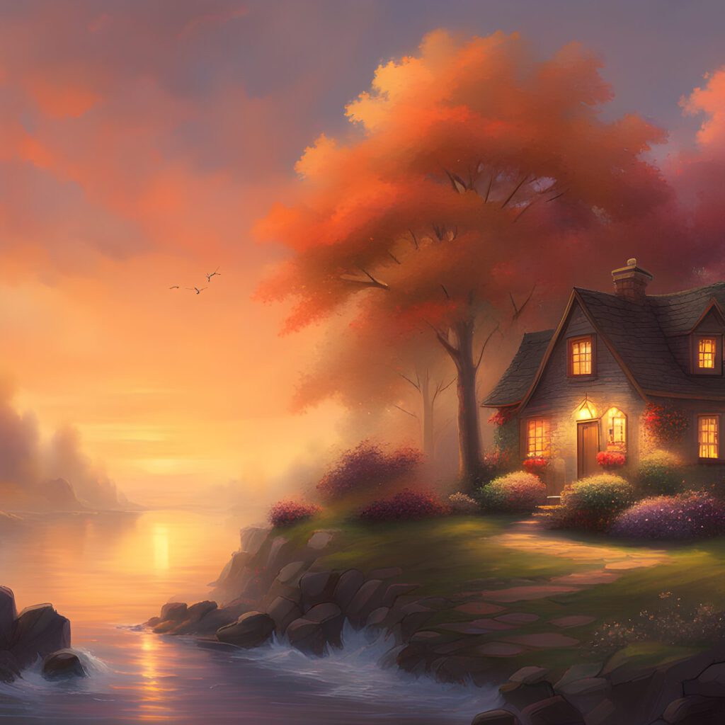 Gay digital art, trending on artstation, hd, by Thomas Kinkade, warm color palette