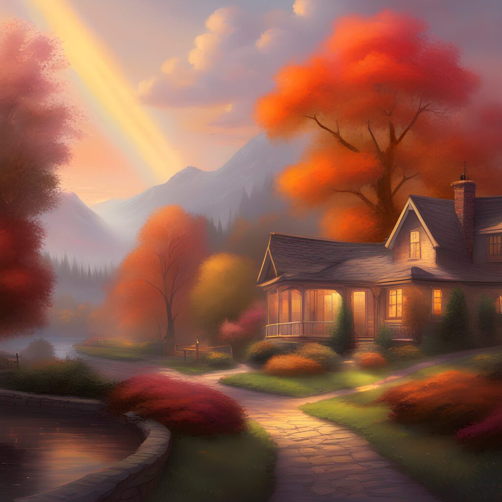 Gay digital art, trending on artstation, hd, by Thomas Kinkade, warm color palette